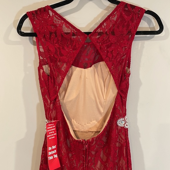 Red lace & glitter gown (5) - Picture 7 of 16